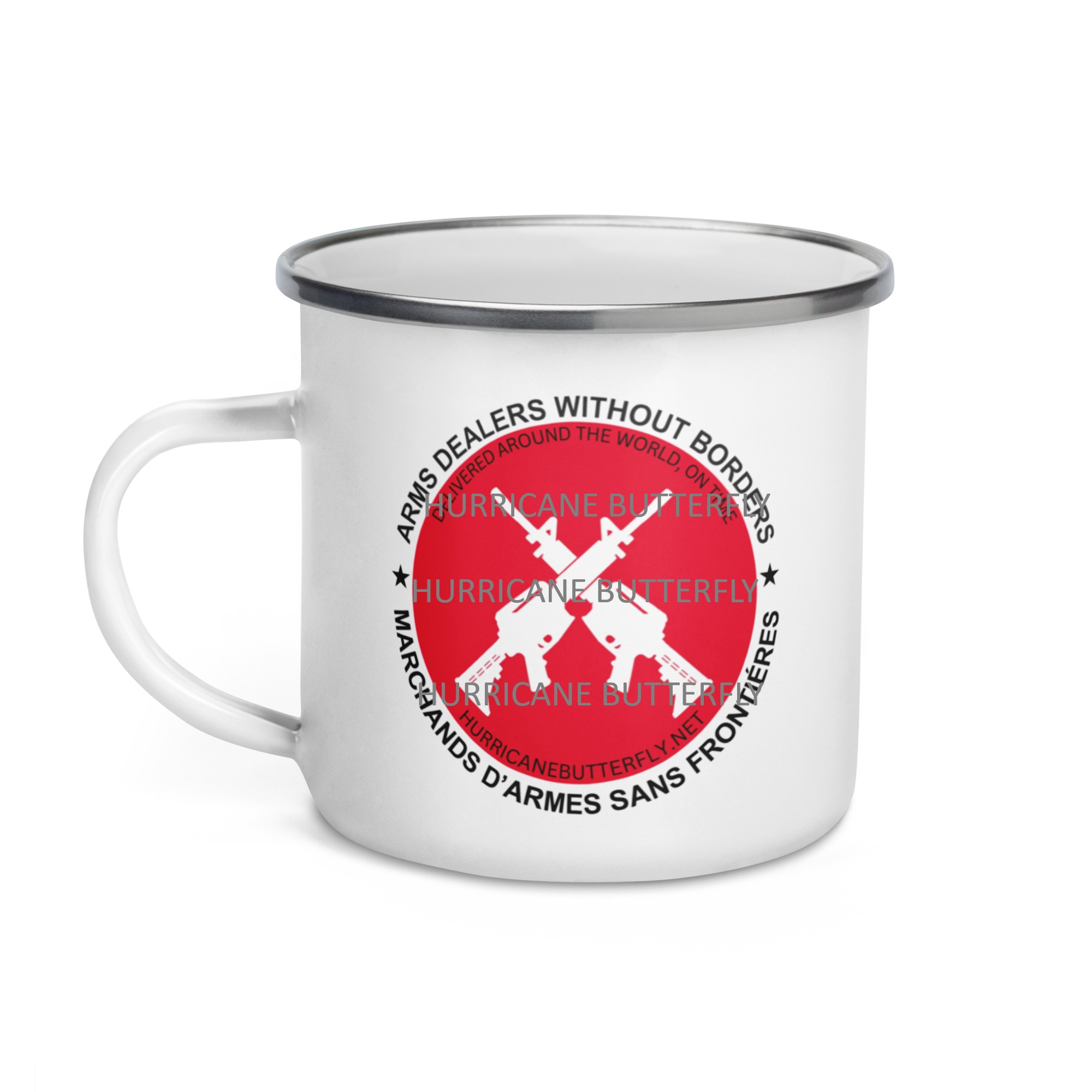 Arms Dealer Without Borders-- Enamel Mug