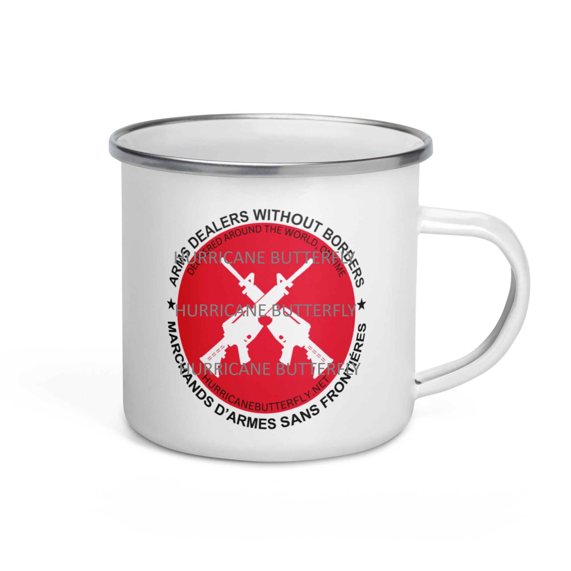 Arms Dealer Without Borders-- Enamel Mug - Image 2